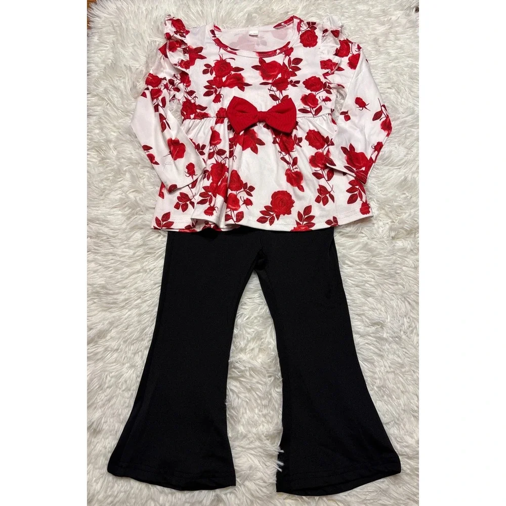 Shein Toddler Girls Floral Outfit Bundle Jumpsuit Pants Sets Size 2-3Y 3pc Lot